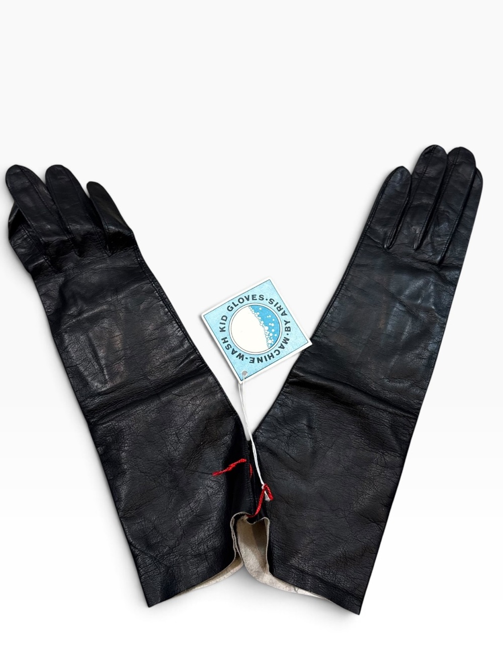 Rare Brand new with Tags Vintage Aris of Paris Genuine Kid Leather Black Gloves